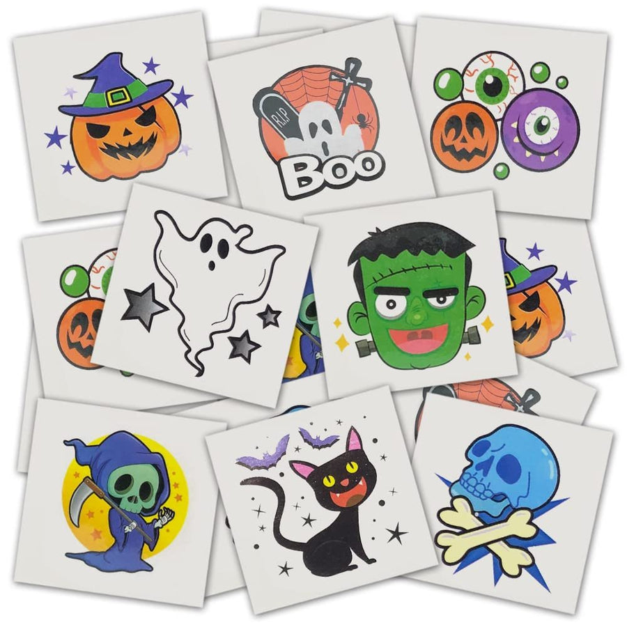 Assorted Halloween Temporary Tattoos for Kids - Pack of 160 - 2 Inch Non-Toxic Tats Stickers for Boys and Girls, Great for Halloween Party Favors, Treats, Décor, Goodie Bags - 8 Designs