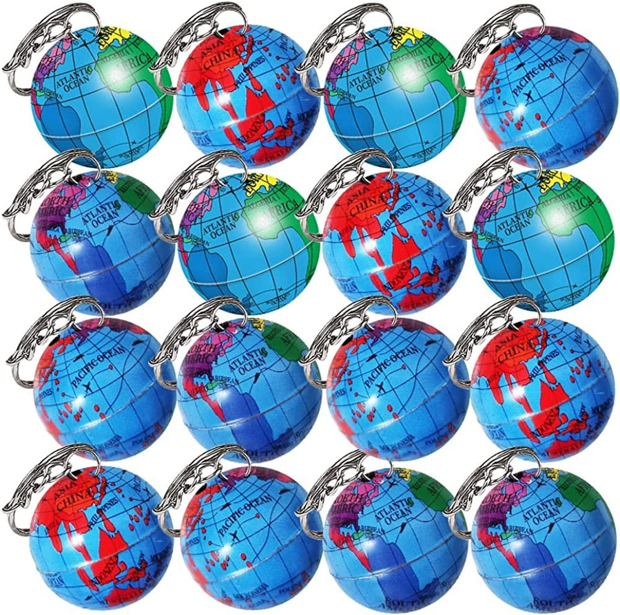 ArtCreativity Globe Keychains for Kids, Set of 12, Key Chains with Colorful Globe, Accessories for Keys, Backpack, or Pocket Book, Keyholder Birthday Party Favors, Carnival Party Favors for Children