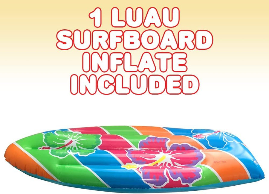 ArtCreativity Luau Surfboard Inflate, Inflatable Surfboard for Beach, Tropical and Luau Party Decorations, Inflatable Pool Toy for Kids and Adults, Beach Party Inflate