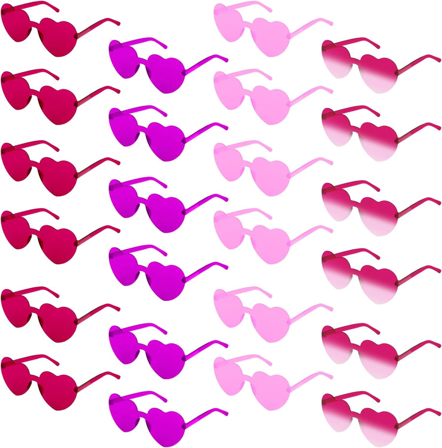 ArtCreativity Heart Glasses Pack - 24 Heart Glasses (Bulk) - Heart Shaped Glasses in 4 Colors - Heart Sunglasses for Women, Kids, Bachelorette Parties - Heart Accessories for Girls and Boys