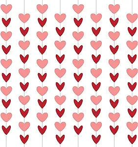 ArtCreativity 80 Heart Garland Red & Pink- Valentines Day Decoration, Large 4" Hanging Hearts, Valentines Day Banner 8 Strings, Each 6.5 feet Long with 10 Hearts (5 Pink and 5 red).