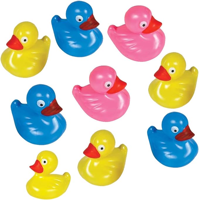 Floating Plastic Duck Toys - Pack of 12 - Durable Duckie Bath Tub Water Toys for Kids