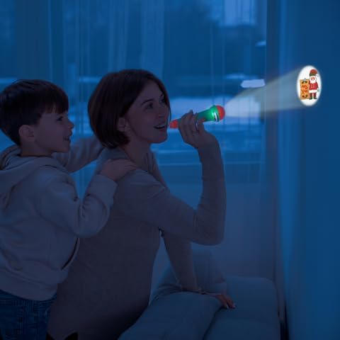 ArtCreativity Microphone Shaped Flashlight Projector for Kids - Christmas Magic Projector Microphone Toy with 24 Different Image Projections - Christmas Themed Toys for Toddler Stocking Stuffers 3+