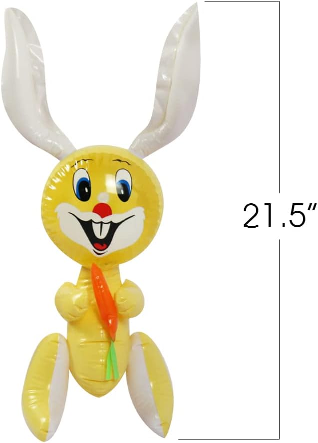 ArtCreativity Easter Bunny Rabbit with Carrot Inflatable, Indoor and Outdoor Easter Decorations, Egg Hunt Supplies for Easter Basket Stuffers, Party Favors, 4 Colors ((Easter) Bunny Inflatable)