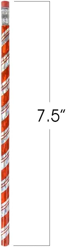 Christmas Candy Cane Prism Pencils, Pack of 24