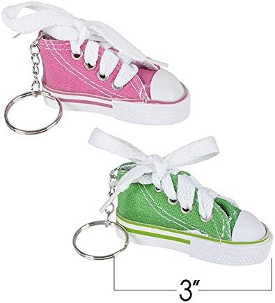 ArtCreativity Mini Canvas Sneaker Keychains for Kids and Adults- Set of 12- 3 Inch Tennis Shoe Key Chains- Cool Birthday Party Favors, Goody Bag Fillers, Prize for Boys and Girls, Fundraising Item