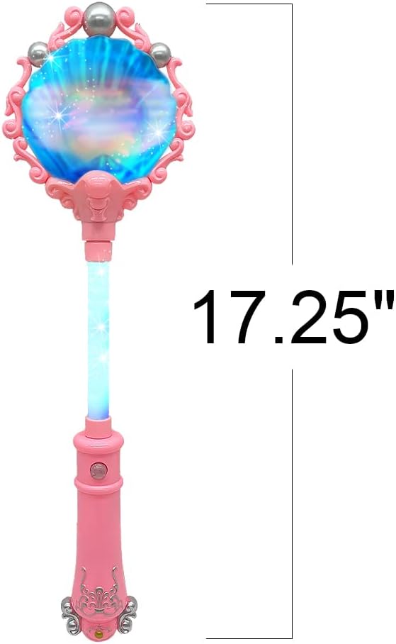 ArtCreativity Light Up Pearl Diamond Wand for Kids, 1 Piece, 17.25 Inch Wand Toy with a Spinning Pearl, Mermaid Princess LED Wand for Boys & Girls, Fun Pretend Play Prop with Batteries