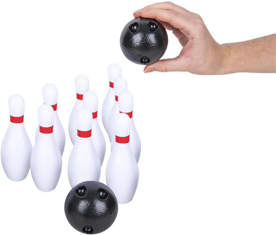 Bowling Game for Kids, 2 Sets, Each Set Includes 10 Pins and 2 Balls, Durable Plastic Indoor and Outdoor Game, Fun Carnival and Birthday Party Activity for Boys and Girls