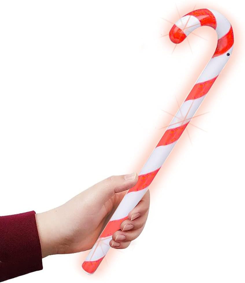 Light Up Candy Cane Wand, 16 Inch Flashing LED Wand for Kids with Batteries Included