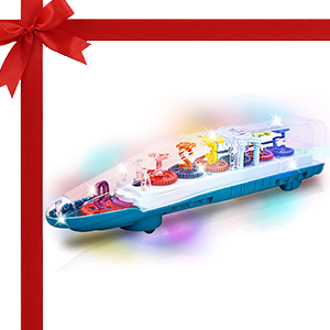 Light Up Transparent Train Toys For 3 Year Old Boys, Train Gifts For Boys, Bump and Go Electric Train For Kids with Colorful Moving Gears, Music, LED, Alphabets and Numbers, Train For 3+ Year Old Boys