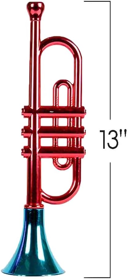 ArtCreativity 13 Inch Metallic Trumpets, Set of 5, Fun Plastic Musical Instruments Noise Makers for Parties and Events, Music Toys for Kids, Cool Birthday Party Favors for Boys and Girls