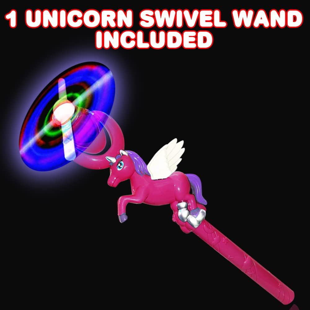 ArtCreativity Light Up Unicorn Swivel Wand, 15 Inch LED Spin Toy for Kids, Batteries Included, Great Gift Idea for Boys and Girls, Unicorn Birthday Party Favor, Carnival Prize