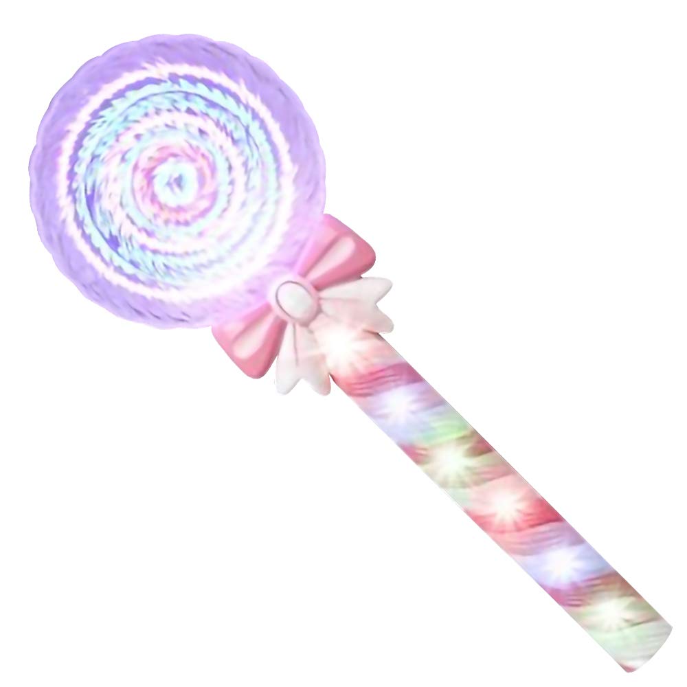 ArtCreativity Light Up Spinning Lollipop Wand, 12 Inch LED Princess Wand for Kids with Batteries Included, Great Gift Idea for Boys and Girls, Fun Pretend Play Prop, Carnival Prize