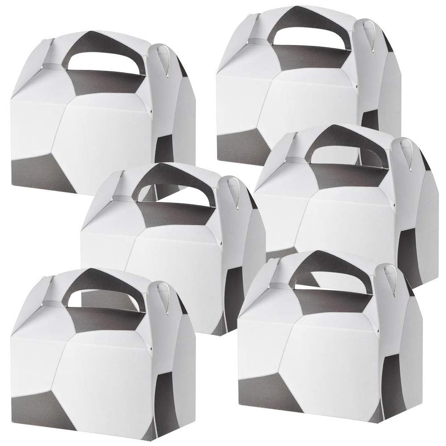 ArtCreativity Soccer Treat Boxes for Candy, Cookies and Sports Themed Party Favors- Pack of 12 Cookie Boxes, Cute Team Favor Cardboard Boxes with Handles for Birthday Party Favors, Holiday Goodies