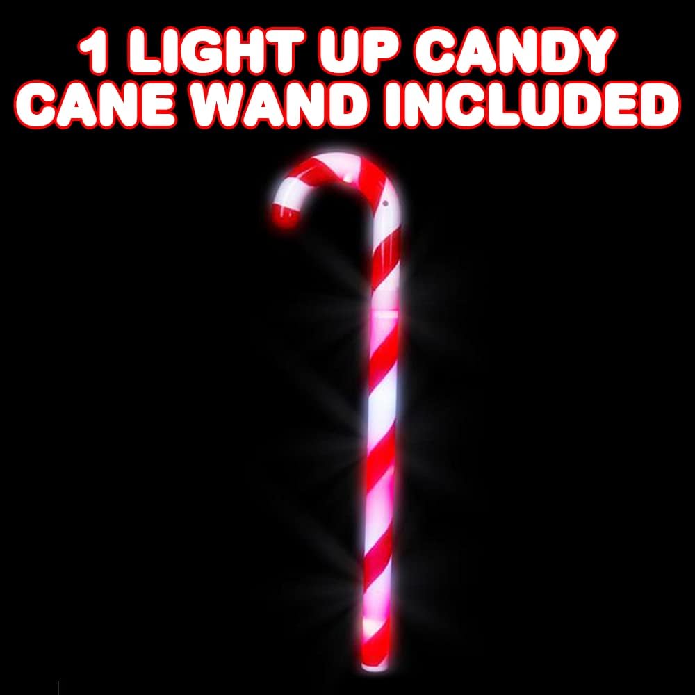 Light Up Candy Cane Wand, 16 Inch Flashing LED Wand for Kids with Batteries Included