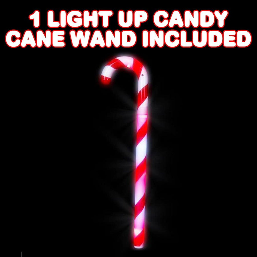 Light Up Candy Cane Wand, 16 Inch Flashing LED Wand for Kids with Batteries Included