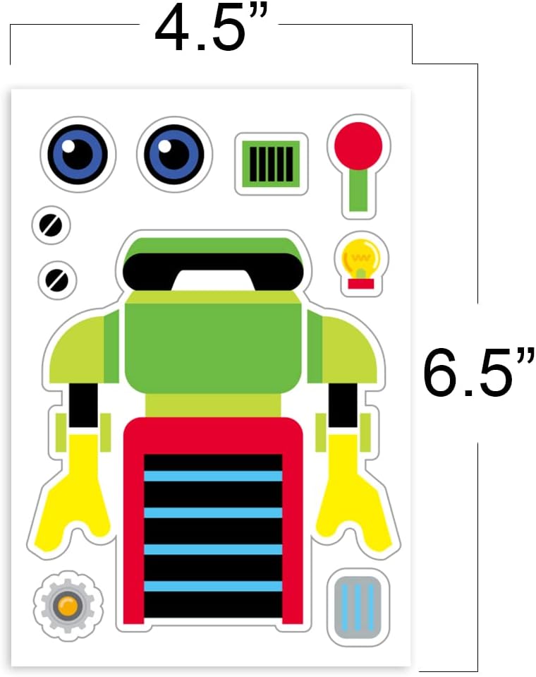 ArtCreativity Make Your Own Robot Character Sticker Assortment, Set of 24 Sheets, Unique Arts ‘n Crafts Activity Supplies Kit for Kids, Sticker Prize, Fun Birthday Party Favor, Goodie Bag Filler