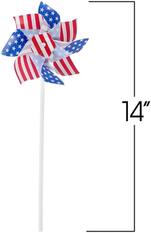 Inch Stars and Stripes Pinwheels - Set of 12 - Red, White, and Blue