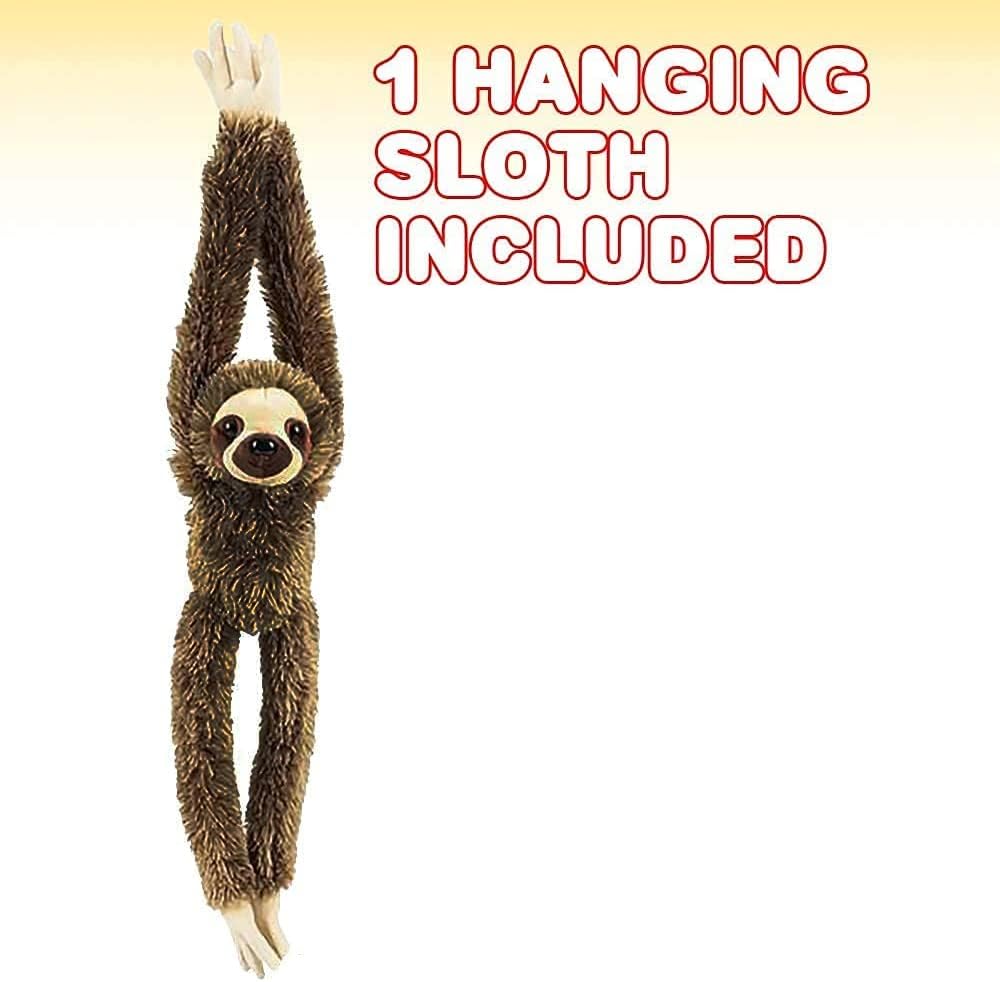 ArtCreativity Brown Hanging Sloth Plush Toy, 28 Inch Stuffed Three-Toed Sloth with Realistic Design, Soft and Huggable, Cute Nursery Decor, Best Birthday Gift for Boys and Girls