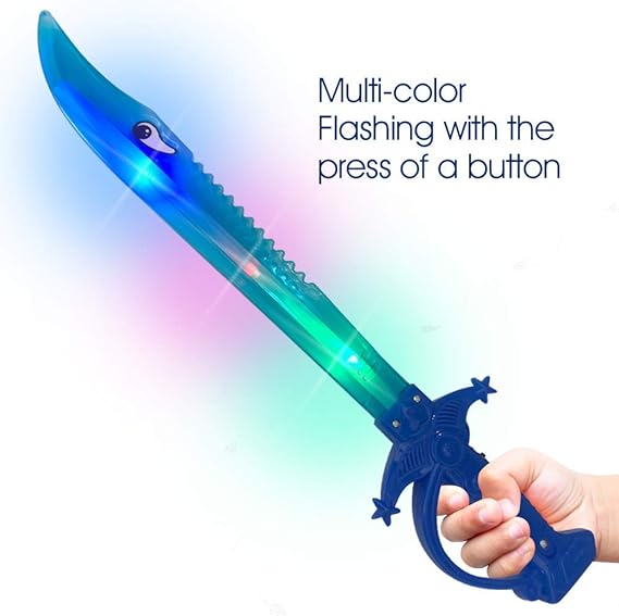 ArtCreativity Light Up Shark Sword for Kids, Halloween Costume Toy with Flashing LEDs, Gift for Boys & Girls