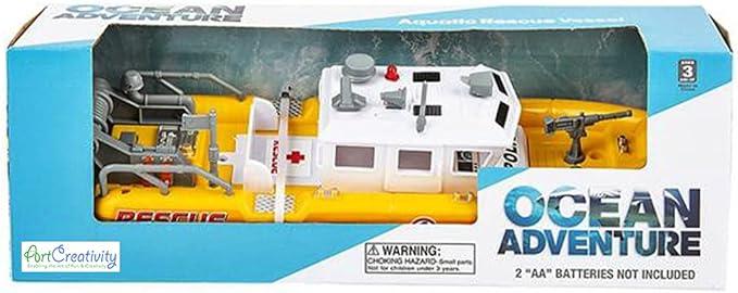 ArtCreativity Aquatic Rescue Vessel, Battery-Operated Toy Ship for Kids, Floats in Water, Floating Bathtub and Pool Toy for Boys and Girls, Great Birthday Gift for Children