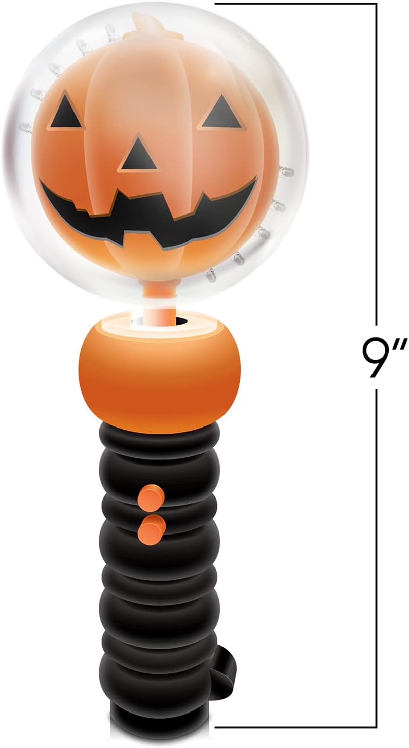 ArtCreativity Light-Up Halloween Pumpkin Magic Wand Toy with Sound, Jack-O-Lantern Light Up Toys for Kids, with Light Up & Spinning & Sound Effects, for Kids, Halloween Party Favor