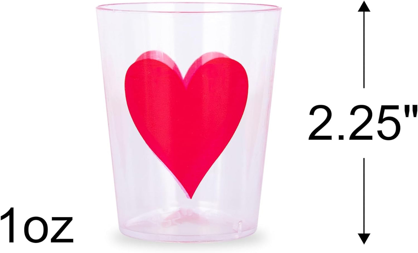 Casino Themed 1 Oz Plastic Shot Glasses - Set of 24 1 Oz Shot Cups - Durable Plastic Shot Glasses with Diamonds, Spades, Clubs, and Hearts Design - Casino Party Favors - Vegas Party Decorations