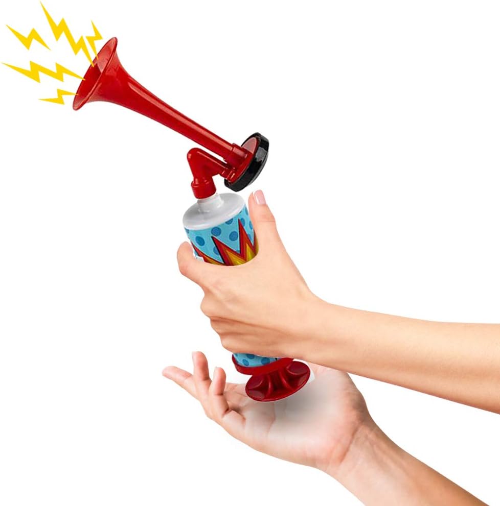 ArtCreativity Mini Air Horn Pump, Set of 3, 10 Inch Noisemakers for Sporting Events, Parties, Celebrations, Fun Birthday Party Favors and Goodie Bag Fillers for Kids and Adults