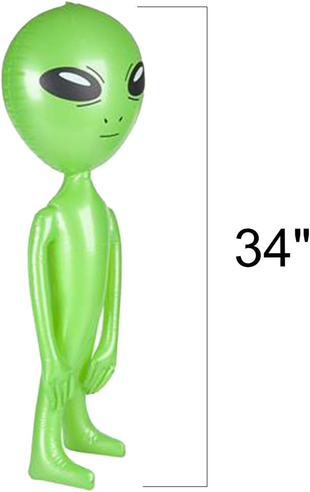 ArtCreativity Green Alien Inflates, Set of 2, Outer Space Decorations, 34 Inch Alien Inflatable Toys, Galactic Birthday Party Favors, Swimming Pool Toys for Kids, Alien Decorations for Kids’ Rooms