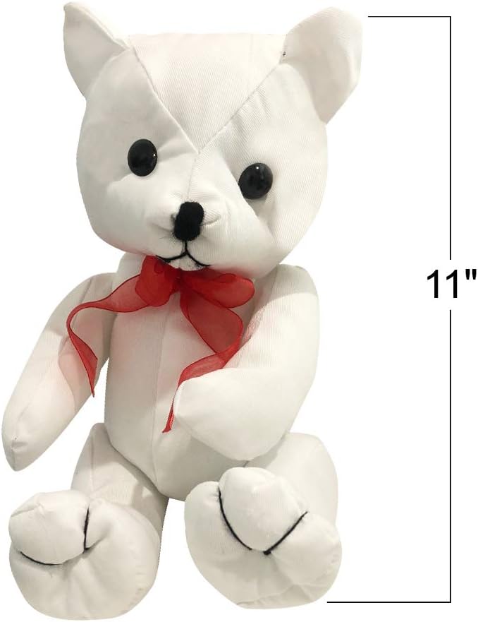 ArtCreativity Plush Autograph Teddy Bear, 1 Piece, Graduation Autograph Stuffed Animal, 11 Inch Stuffed Toy with White Smooth Fabric, Cute Hospital Get Well Soon Gift, Unique Baby Shower Idea