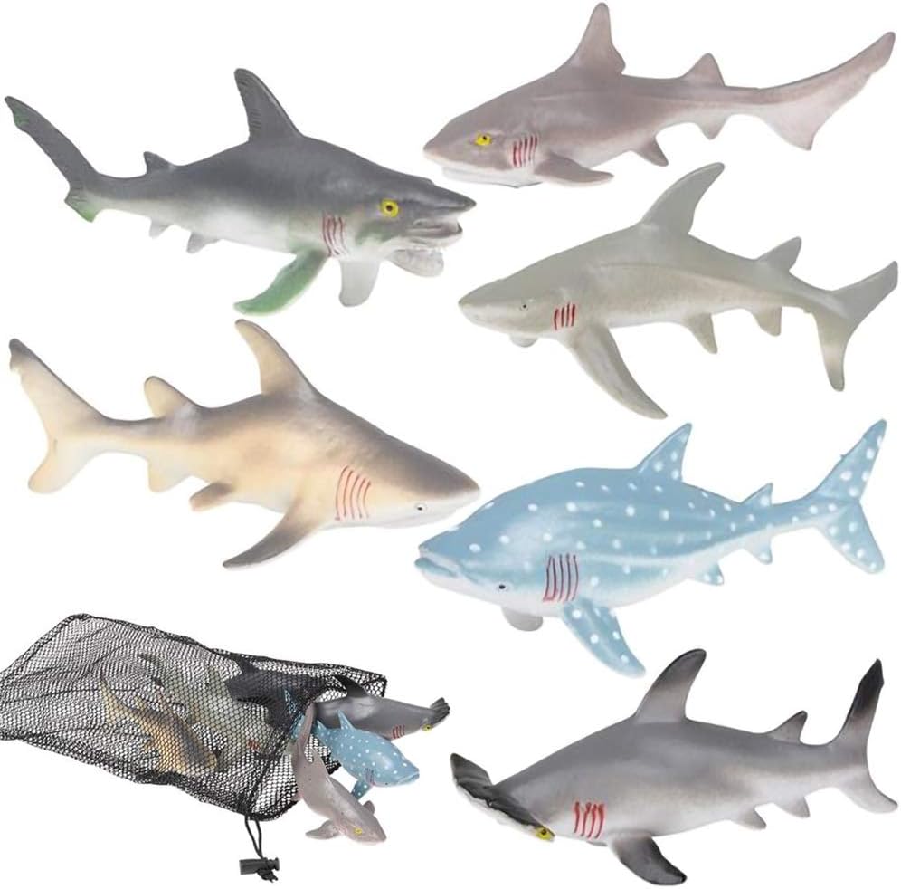 Shark Figures in Mesh Bag- Pack of 6