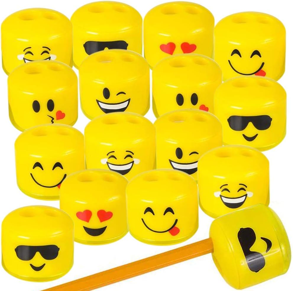 Emoticon Sharpeners for Kids, Bulk Pack of 24