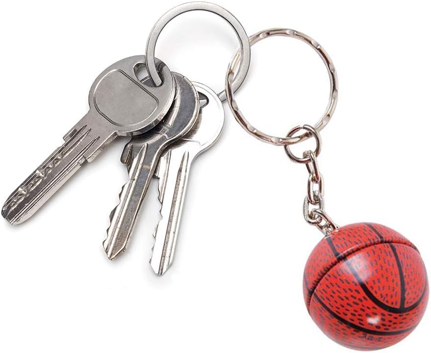 ArtCreativity Metal Sports Ball Keychains, Set of 12, Fun Keychains for Backpack, Purse, Luggage, Sports Themed Party Favors, Goodie Bag Fillers for Boys and Girls