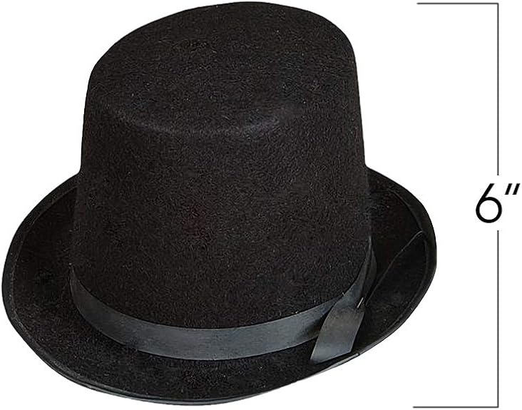 Black Felt Top Hats for Kids and Adults, Pack of 3