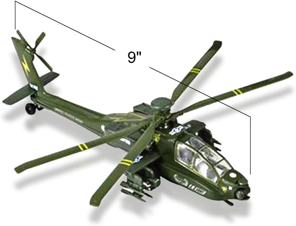 Diecast Apache Helicopters with Pullback Mechanism, Set of 3