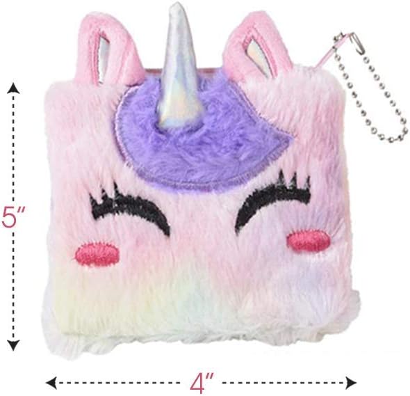 Plush Unicorn Coin Purses, Set of 3, Soft Fluffy Coin Bags with Zippers, Cute Unicorn Gifts for Girls, Rainbow Goodie Bag Fillers Unicorn Birthday Party Favors for Kids