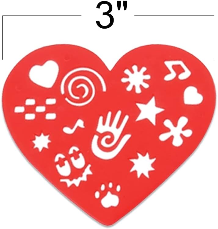 Valentines Day Heart Stencil Set for Kids, Set of 12