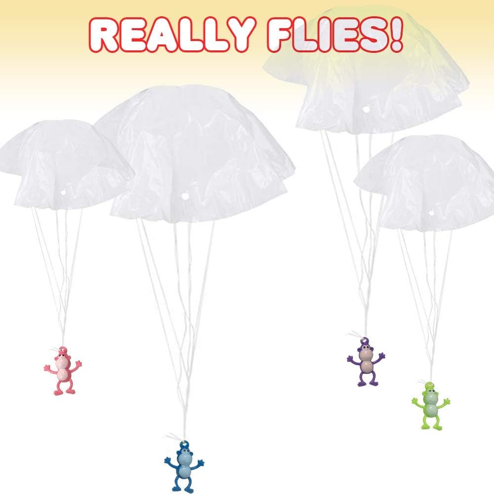 ArtCreativity Mini Monkey Paratroopers with Parachutes, Pack of 12, Vinyl Parachute Toys in Assorted Colors, Durable Plastic Guys Playset, Fun Zoo Animal Themed Party Favors for Boys & Girls