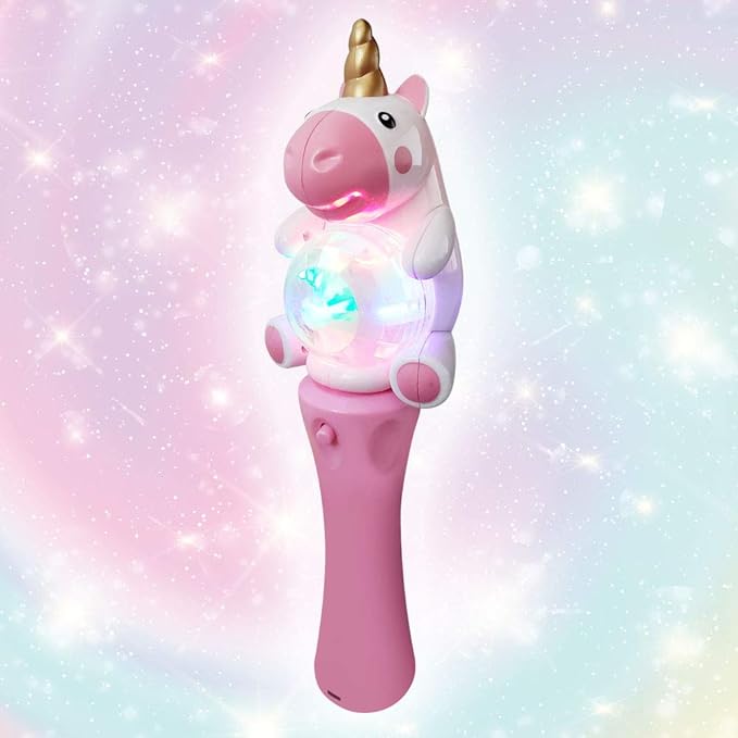 ArtCreativity 9.5 Inch Light Up Unicorn Spinning Wand - Cute Princess Wand with Spinning LEDs - Fun Pretend Play Prop - Batteries Included - Best Birthday Gift for Girls and Boys