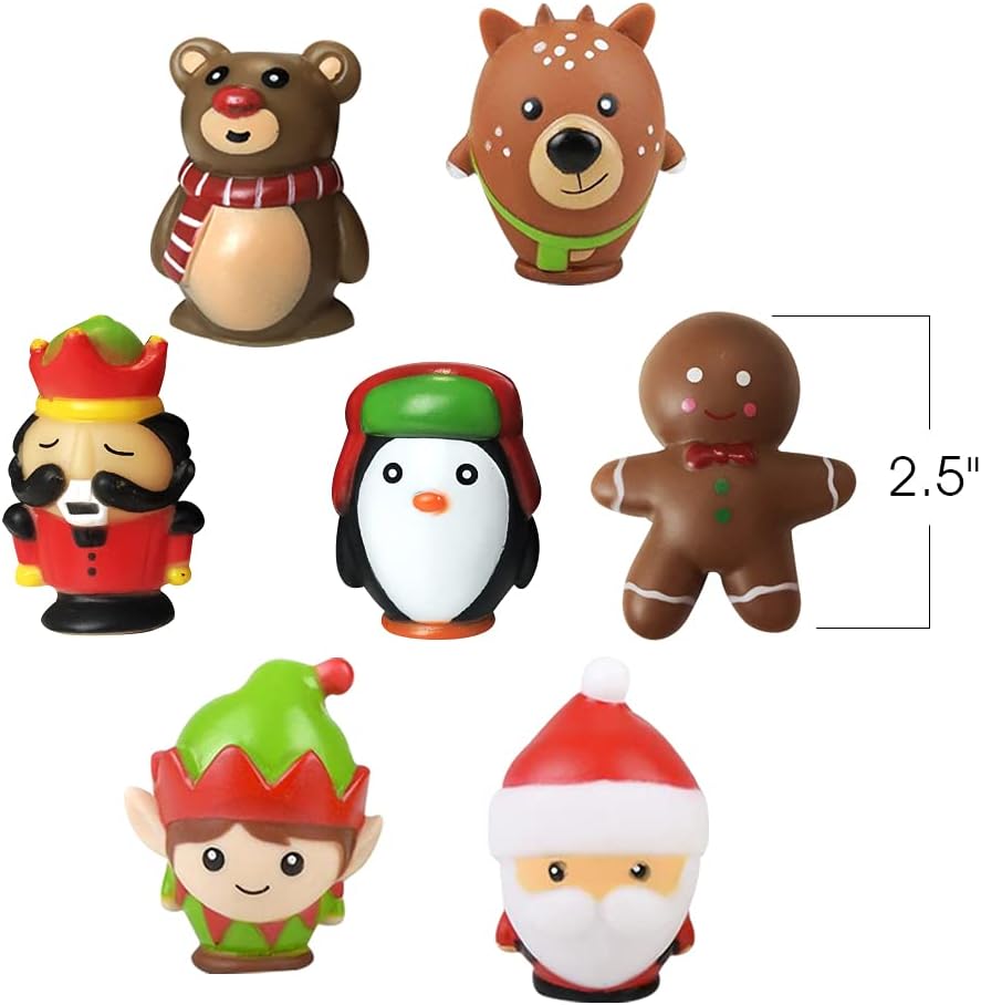 Assorted Christmas Rubber Characters for Kids, Pack of 12