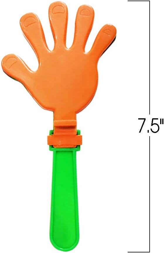 ArtCreativity Hand Clappers Noisemakers - Pack of 12-7.5 Inch Assorted Plastic Noisemakers for Sports, Parties, and Concerts - Great Birthday Party Favors and Goodie Bag Fillers for Boys and Girls