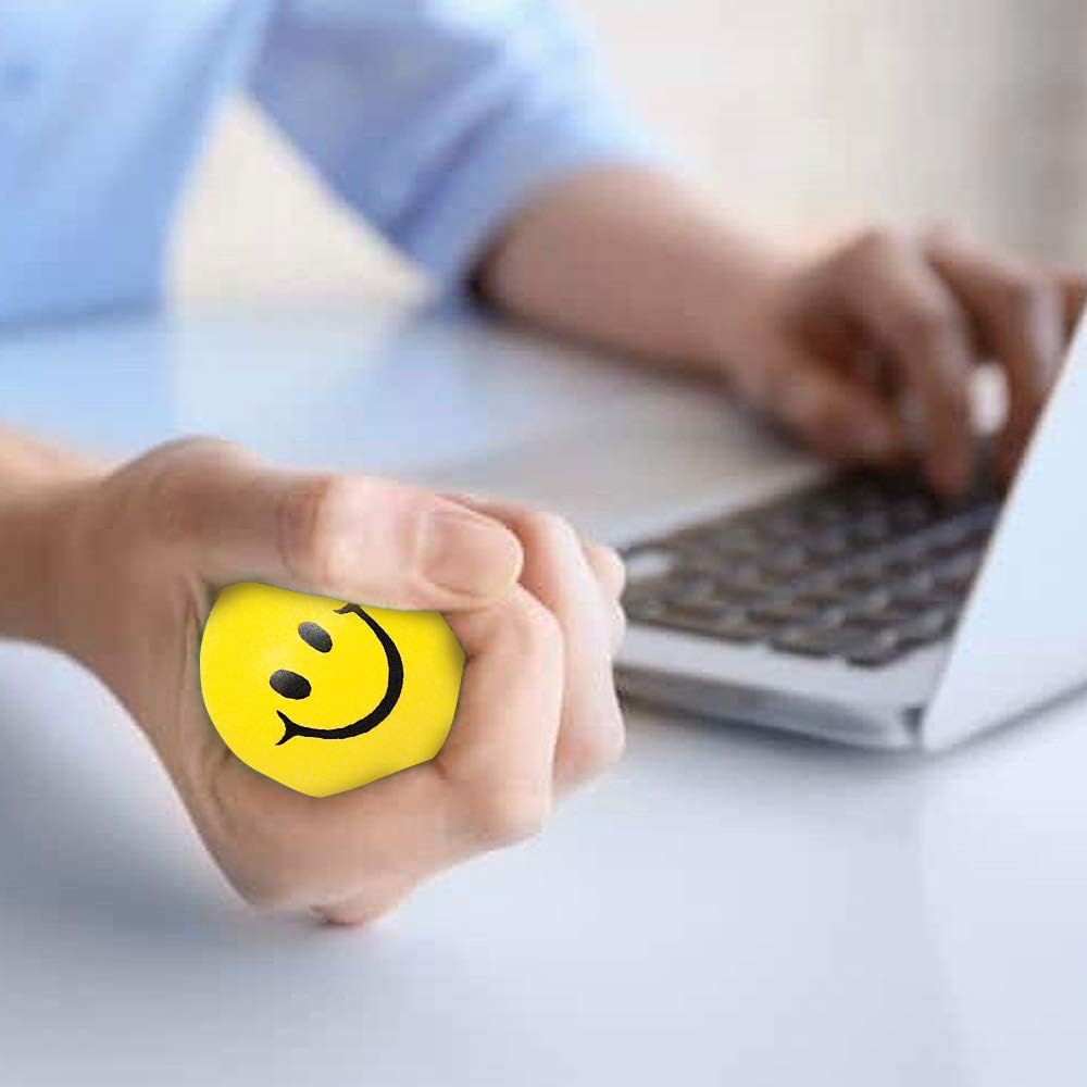 Smile Face Stress Balls for Kids and Adults - Pack of 12
