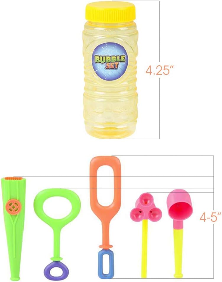 6-Piece Bubble Toys Set for Kids, Bubble Blowing Play Set with 5 Assorted Wands and Bubble Solution