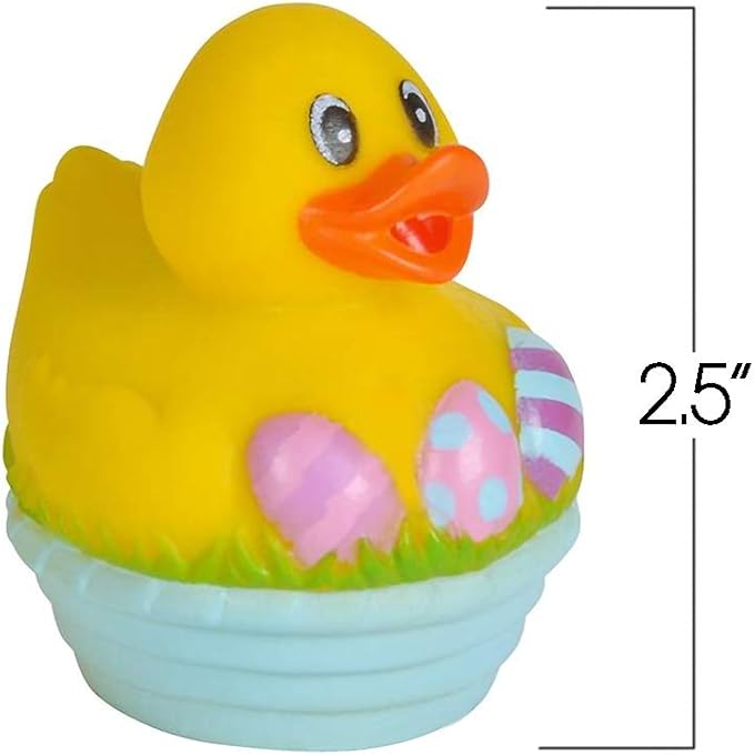 2.5 Inch Assorted Easter Rubber Duckies for Kids, Pack of 12