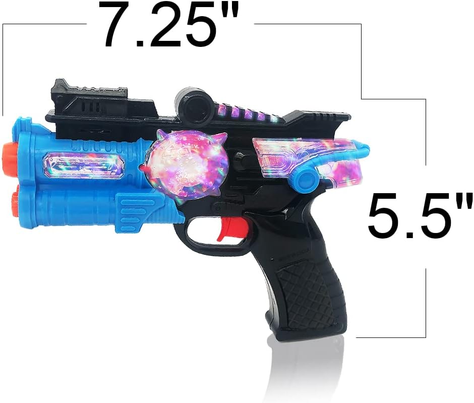 ArtCreativity Light Up Toy Guns for Kids, Set of 2, Red and Blue Space Blasters with Flashing LEDs and Sound Effects, Cool Futuristic Toy Guns for Boys and Girls, Batteries Included