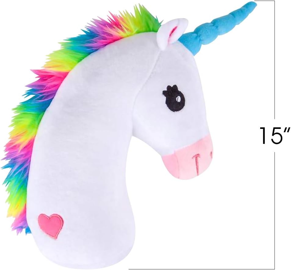 ArtCreativity 15 Inch Unicorn Head Magical Plush Pillow, Ultra Soft and Cuddly Rainbow Color Stuffed Pillow for Kids, Home Décor, Birthday Party Gift for Girls