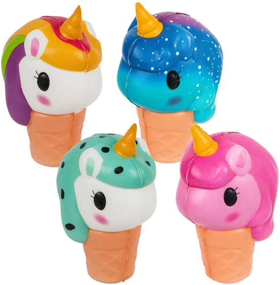 Squish Unicorn Ice Cream Toys for Kids, Set of 4