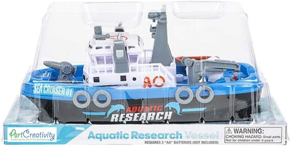 Aquatic Rescue Vessel, Battery-Operated Toy Ship for Kids, Floats in Water, Floating Bathtub and Pool Toy for Boys and Girls, Great Birthday Gift for Children