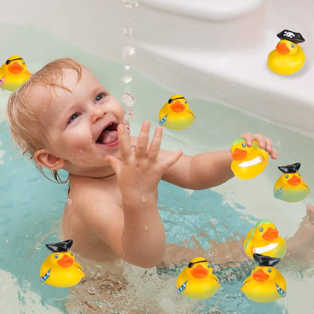 ArtCreativity 2 Inch Pirate Rubber Duckies (Pack of 12) Cute Duck Bath Tub Pool Toys, Ideal for Pirate-Themed Parties and Celebrations, Fun Decorations, Carnival Supplies, Party Favors