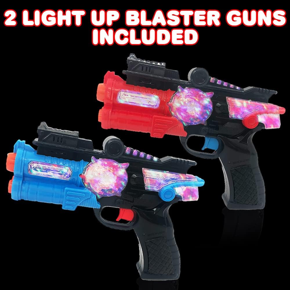 ArtCreativity Light Up Toy Guns for Kids, Set of 2, Red and Blue Space Blasters with Flashing LEDs and Sound Effects, Cool Futuristic Toy Guns for Boys and Girls, Batteries Included